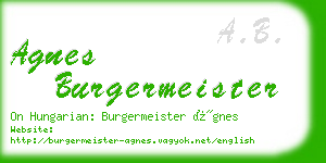 agnes burgermeister business card